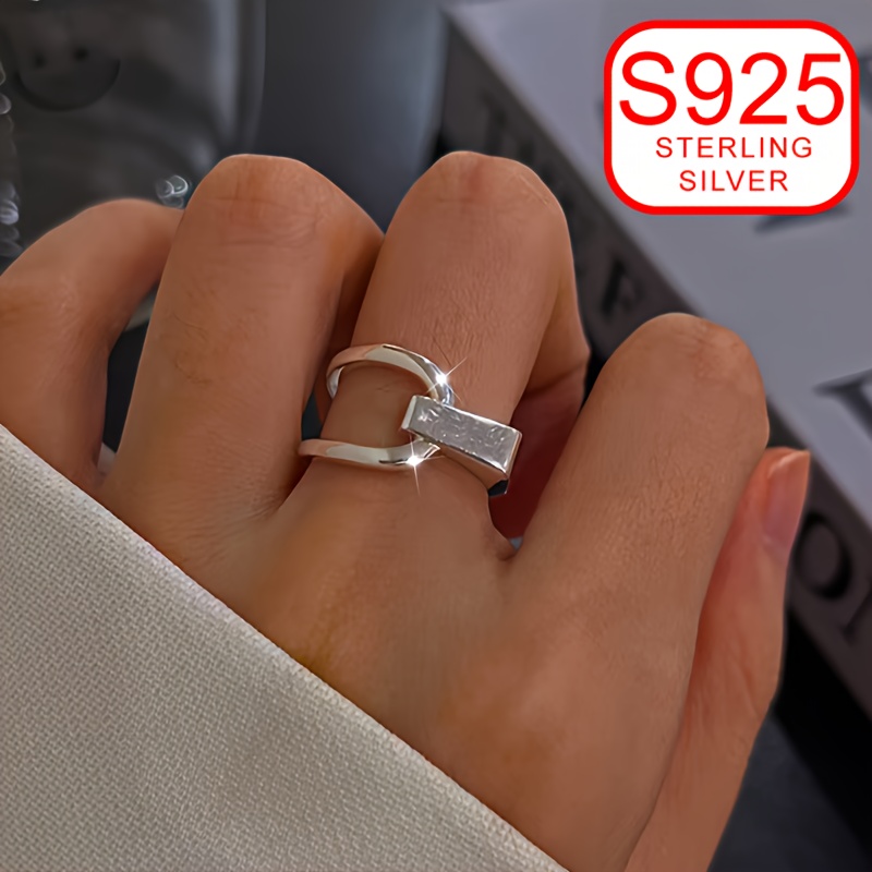 Women's Geometric Line Index Ring, Summer Beach S925 Silver Low Allergy Ring